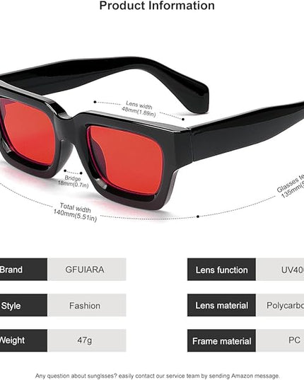 Trendy Square Sunglasses for Men Women Fashion Thick Rectangle Sun Glasses UV Protection Shades Designer Style