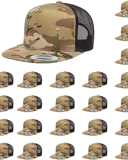 Yupoong 5-Panel YP Classic Trucker Cap | High Profile Flat Visor Snapback | OSFM | Bulk Packs Available