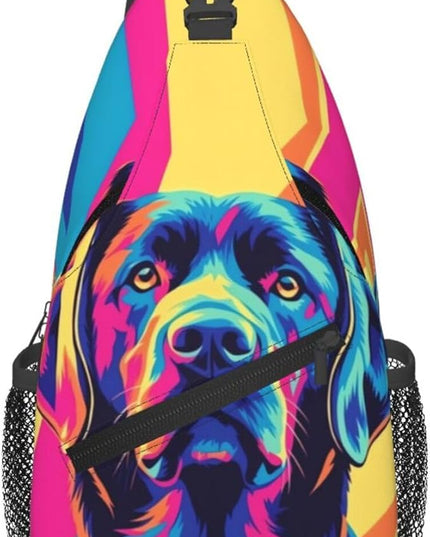 Animal Face Sling Bag Crossbody Bags Chest Bag Backpack for Travel Running and Hiking for Men Women Colorful Dog 1