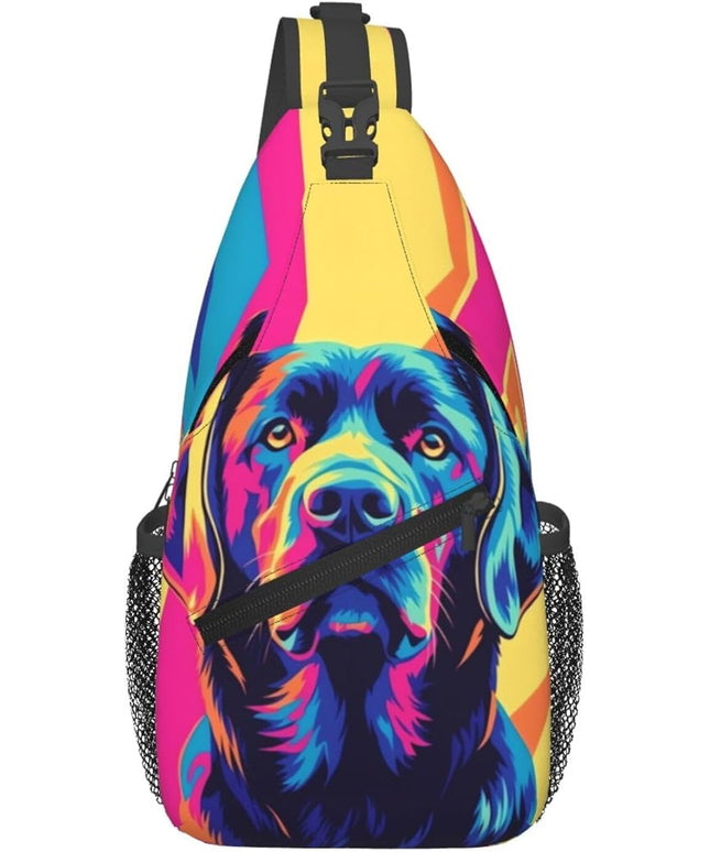 Animal Face Sling Bag Crossbody Bags Chest Bag Backpack for Travel Running and Hiking for Men Women Colorful Dog 1