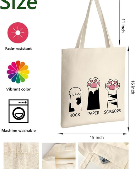 AUSVKAI Canvas Tote Bag Aesthetic for Women, Cute Reusable Cloth Cotton Bags for College Shopping Beach Grocery Trendy Gifts