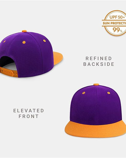 CHOK.LIDS Flat Bill Visor Classic Snapback Hat Blank Adjustable Brim High Top End Trendy Color Style Plain Tone Baseball Cap