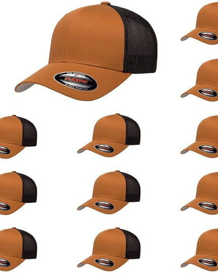Flexfit 6511 Fitted Mid-Profile Stretchable Mesh Panels Trucker Cap | Bulk Pack Available