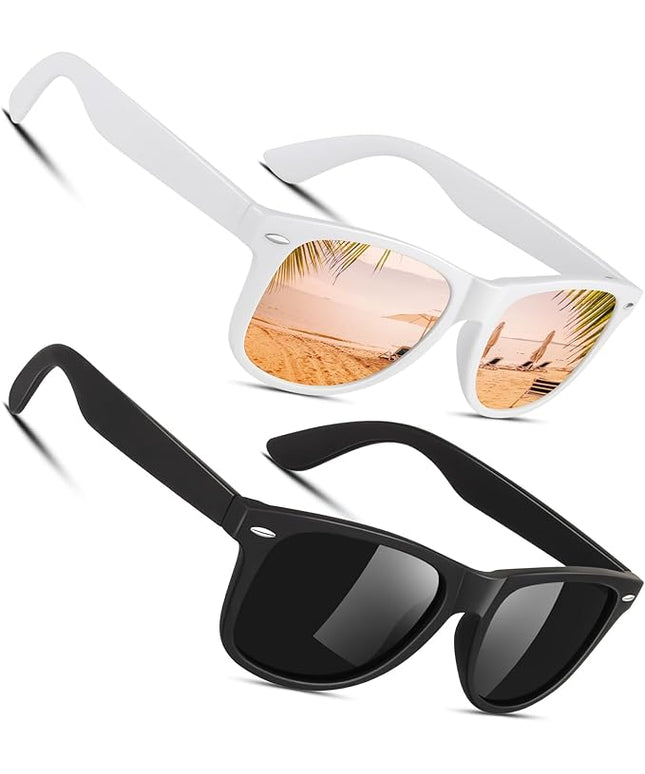 Sunier Polarized Sunglasses for Men and Women, Retro Square Matte Finish UV400 Protection Shades for Driving, Fishing