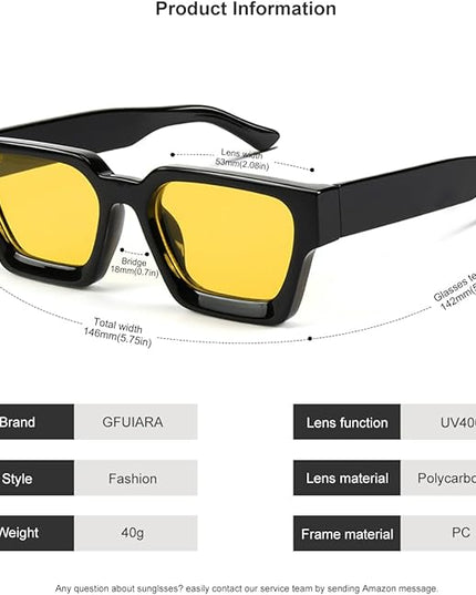 Trendy Square Sunglasses for Men Women Fashion Thick Rectangle Sun Glasses UV Protection Shades Designer Style