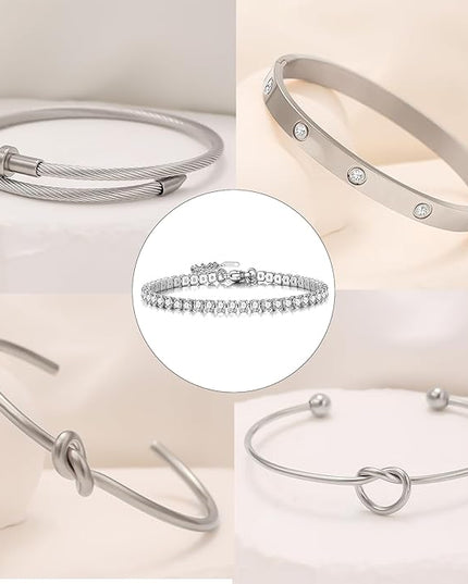 18 K Gold Plated Love Bangle Bracelet Stack Cuff Jewelry for Women Jewelry Set for Women Gift with Box