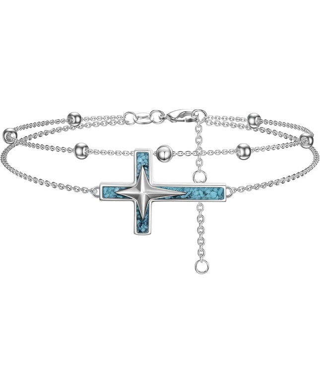 Dorunmo 925 Sterling Silver Infinity Heart Cross Circle Evil Eye Anklet Bracelets for Women Mother's Day Jewelry for Wife Girlfriend Mom Her