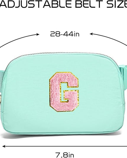 Gitus Belt Bag Fanny Pack Crossbody Bags with Initial Letter Patch Cute Stuff Birthday Gifts for Teenager Girls Trendy Preppy Stuff for Teen Girls Cool Stuff for Teens (Mint Green-G)
