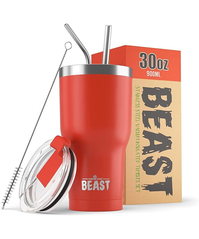 Beast 30 oz Tumbler Stainless Steel Vacuum Insulated Coffee Ice Cup Double Wall Travel Flask (Ladybug Red)