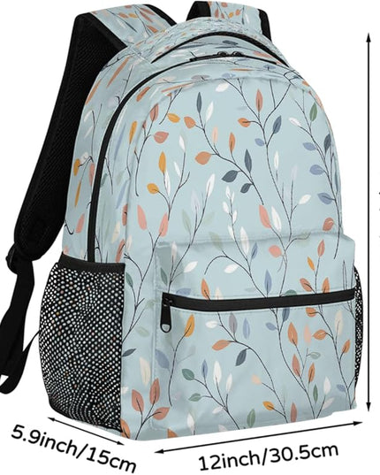 Large Backpack with 15.6 Inch Laptop Compartment, Leaves Vines Blue Adult Backpack for Work, Travel & School College Boys Girls