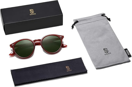 SOJOS Retro Round Polarized Sunglasses for Women Men Classic Vintage Sunnies SJ2069
