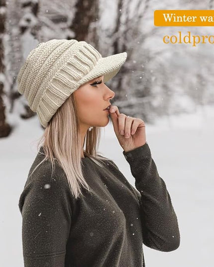 XYIYI Beanie Tail Winter Warm Knit Messy High Bun Ponytail Hats Visor Beanie Cap