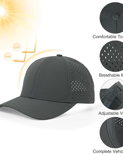 kozinu Quick Dry Baseball Cap Curved Brim Snapback Hat Laser Cut Mesh Ball Cap Golf Ball Cap for Men Women