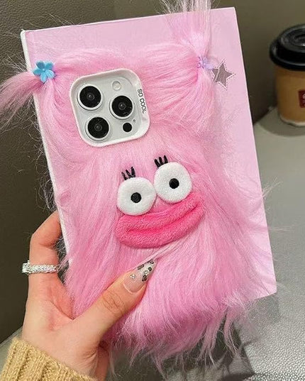 for iPhone 16 Case,Funny and Silly Weird Furry Phone Cases [DIY Long Hair with Hairclip] Ugly Phone Case Swap Challenge Gifts with Friends (Pink)