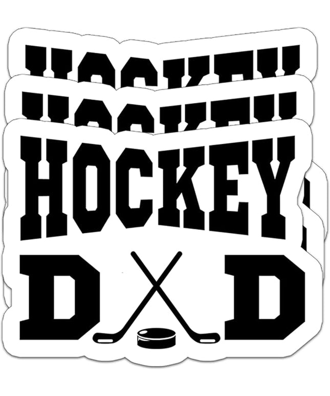 (3pcs) Hockey Dad Sticker – Gifts for Dad on Father’s Day, Waterproof Vinyl Decal for Water Bottle, Laptop, Tumbler, Book, Phone – Hockey Stickers for Daddy Papa Father, 3" x 2.3"