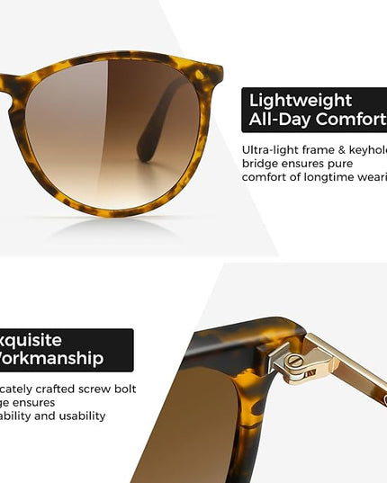 SUNGAIT Premium Vintage Round Sunglasses for Women Men Classic Retro Trendy Style