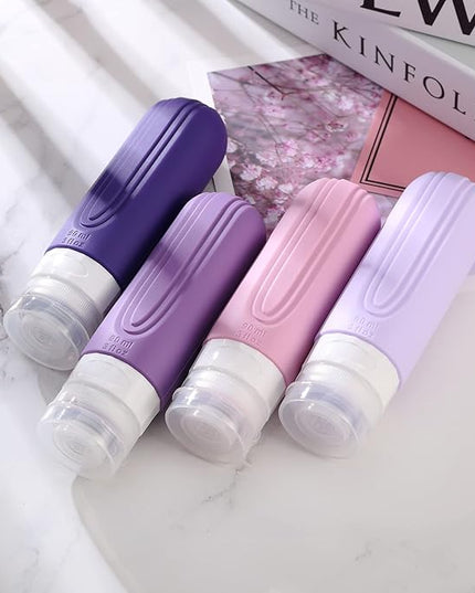 Travel Bottles for Toiletries, Tsa Approved 3oz Travel Size Containers BPA Free Leak Proof Refillable Liquid Silicone Squeezable Travel Accessories for Shampoo Conditioner Lotion (4 Pack)
