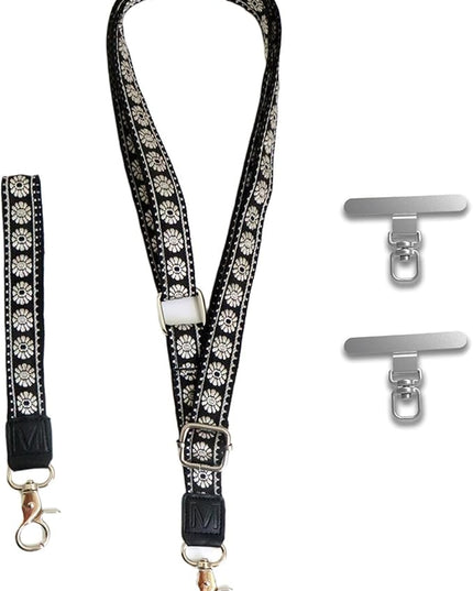 LEMEDE Wrist Keychain and Adjustable Phone Lanyard, Silver Hook Phone Crossbody Strap with 360° Rotating Phone Pads