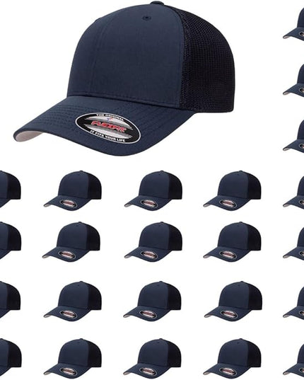 Flexfit 6511 Fitted Mid-Profile Stretchable Mesh Panels Trucker Cap | Bulk Pack Available