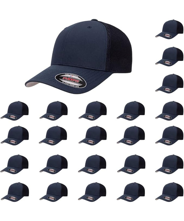Flexfit 6511 Fitted Mid-Profile Stretchable Mesh Panels Trucker Cap | Bulk Pack Available