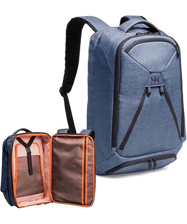 Knack Series 1 Laptop Backpack Fits up to 15 Inch - Knack Bags Carry-On Backpack, TSA Approved, Expandable Travel Backpacks With 3 Day Outfit Capacity (Indigo Blue, Medium)