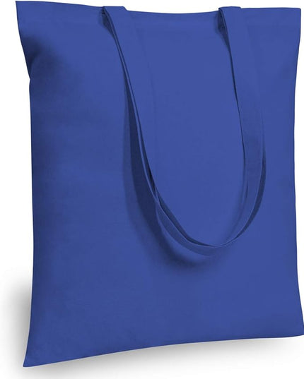 TOPDesign 12-Pack Economical 16"x15" Blue Cotton Tote Bag, Lightweight Medium Reusable Grocery Shopping Cloth Bags, Suitable for DIY, Advertising, Promotion, Gift, Activity