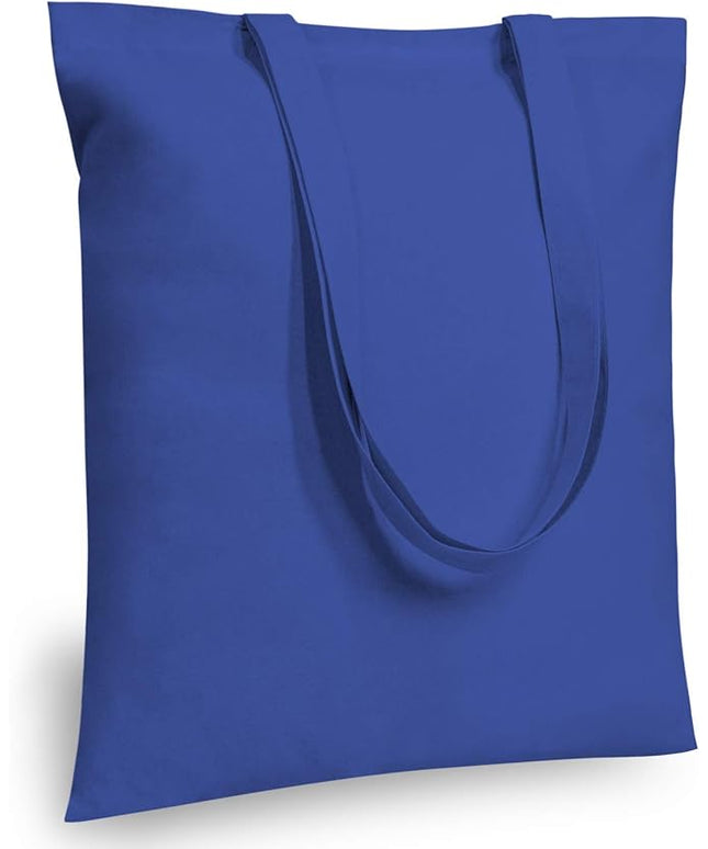 TOPDesign 12-Pack Economical 16"x15" Blue Cotton Tote Bag, Lightweight Medium Reusable Grocery Shopping Cloth Bags, Suitable for DIY, Advertising, Promotion, Gift, Activity