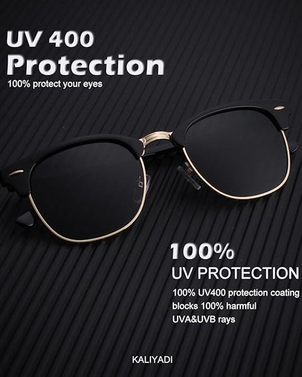 KALIYADI Polarized Sunglasses for Men and Women Semi-Rimless Frame Driving Sun glasses UV Blocking