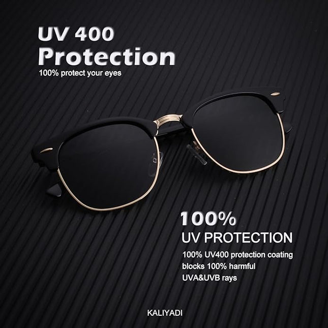 KALIYADI Polarized Sunglasses for Men and Women Semi-Rimless Frame Driving Sun glasses UV Blocking