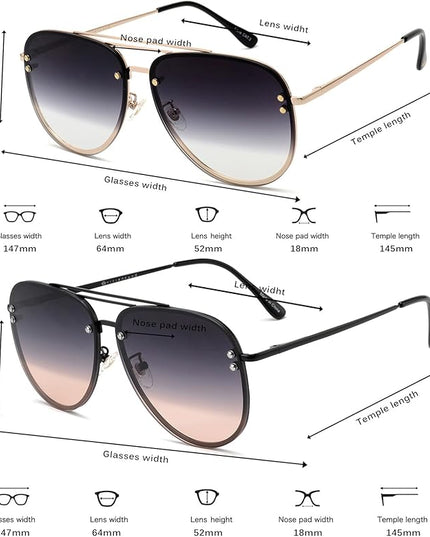 Trendy Oversized Aviator Sunglasses Womens, Retro Cute Big Shades Women's Fashion Sun Glasses UV Protection VF2203