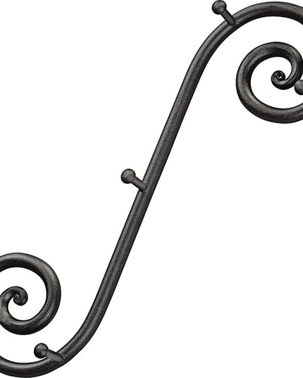 RTZEN Farmhouse Small Key Holder for Wall - Handcrafted Swirl Decorative 5 Key Hooks for Home Entryway - Wrought Iron Wall Mount Rack Purse Coat and Leash Holder or Organizer (Vertical Black)