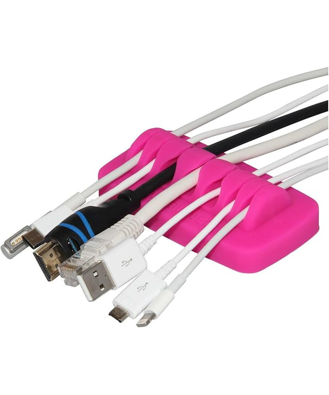 Heaviest Cable Organizer on The Market! Compact and Weighted Desktop Cord Holder and Cable Organizer, Eco-Friendly Silicone, No Bad Smell, Bundled with 4 Reusable Cable Ties! (Fuchsia Pink)