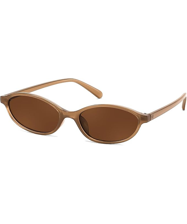 FEISEDY Retro Oval Cat Eye Sunglasses for Women 90s Narrow Lightweight Shades Y2k Trendy Sunnies B0257