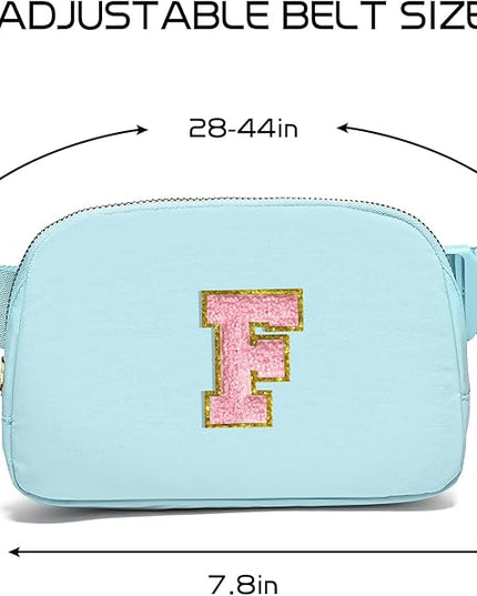 Gitus Gifts for 7 8 9 10 11 Year Old Girls Belt Bag Fanny Pack Crossbody Bags with Initial Letter Patch Birthday Gifts for Daughter Sister Friends Teen girls (Icing Blue-F)