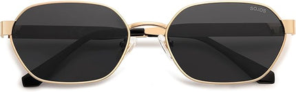 SOJOS Trendy Polarized Hexagon Sunglasses for Women Men, UV400 Retro Rectangle Shades SJ1238