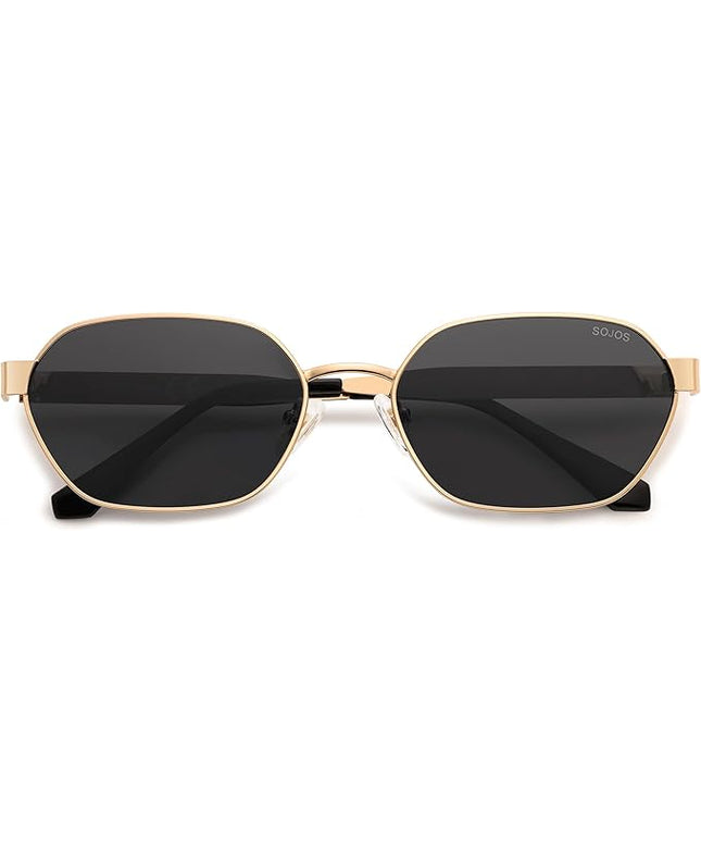 SOJOS Trendy Polarized Hexagon Sunglasses for Women Men, UV400 Retro Rectangle Shades SJ1238