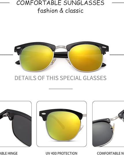 Pro Acme Semi-Rimless Polarized Sunglasses UV 400 Protection for Women Men