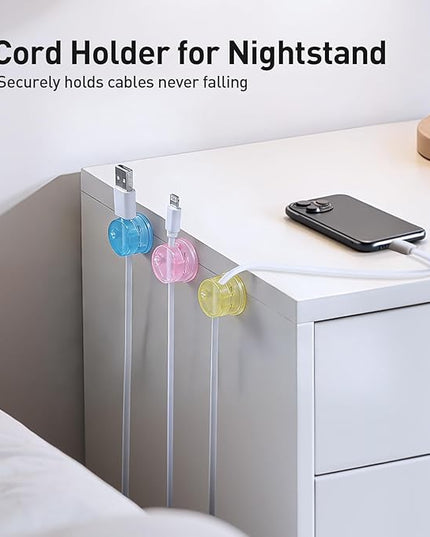 AGPTEK 8 Pack Magnetic Cable Clips, Upgraded 360° Rotatable Cord Holder Clips for Nightstand, Desk Cord Organizer Adhesive Wire Management Home Office Phone Charging Cords USB Cable Keeper (Colorful)