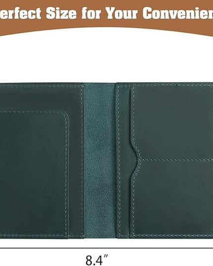 Jack&Chris Genuine Leather Passport Holder For Travel, RFID Blocking Handmade Passport Holder with Card Case Organized & Safe, Quality Travel Essentials for Women and Men for Gifting, Blue