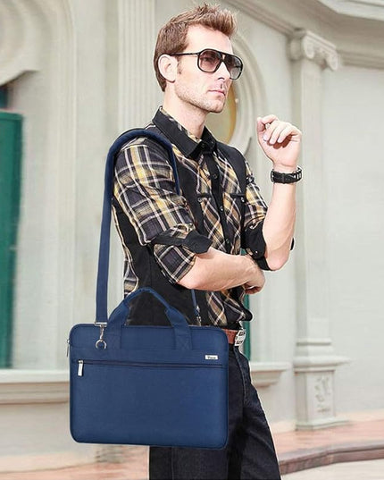 Voova Laptop Bag 17 17.3 Inch, 360° Protective Laptop Case Sleeve with Shoulder Strap Compatible with 17-18 Inch Lenovo Asus Acer Dell Hp, Waterproof Computer Bag Slim Briefcase for Men Women, Blue
