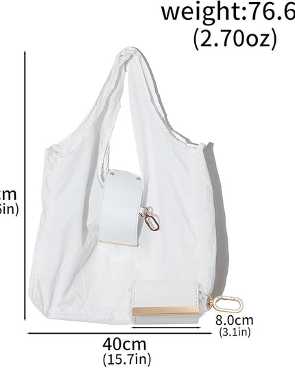 Foldable Tote Bag Keychain - Large Capacity Portable Shopping Bag Keyring - Reusable Groceries Bag for Daily Use