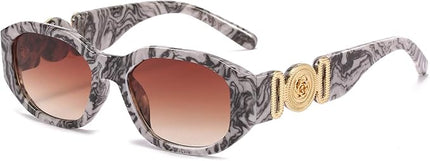 BUTABY Rectangle Sunglasses for Women Retro Driving Glasses 90’s Vintage Fashion Irregular Frame UV400 Protection