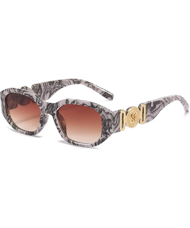 BUTABY Rectangle Sunglasses for Women Retro Driving Glasses 90’s Vintage Fashion Irregular Frame UV400 Protection