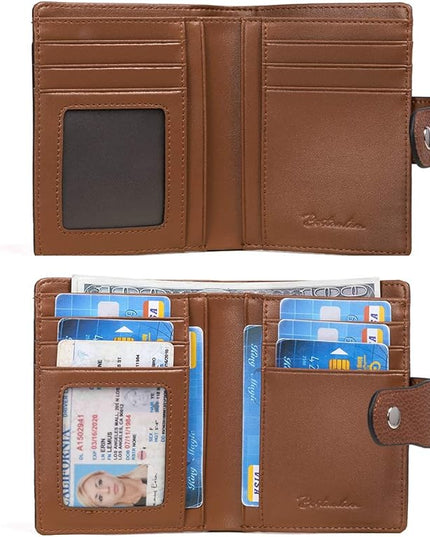 BOSTANTEN Women Leather Wallet RFID Blocking Small Bifold Zipper Pocket Wallet Card Case Purse with ID Window