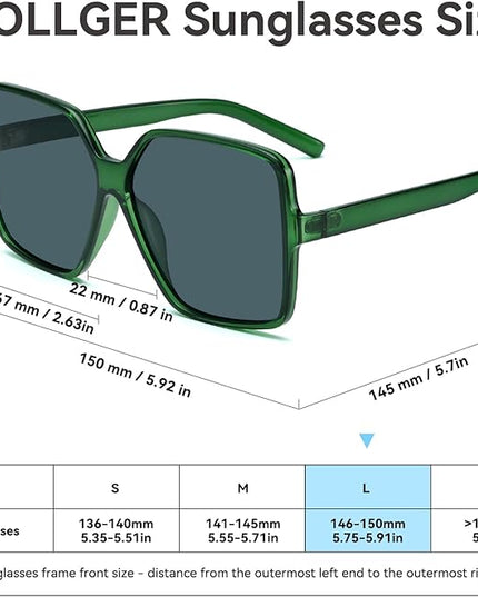 Dollger Oversized Square Sunglasses for Women Big Large Wide Fashion Shades for Men UV Protection Unisex