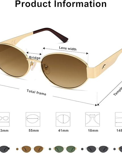 SOJOS Retro Oval Sunglasses for Women Trendy Classic Shades UV400 Protection SJ1256