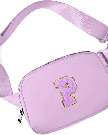 Gitus Gifts for 8 9 10 11 12 Year Old Girls Belt Bag Fanny Pack Crossbody Bags with Initial Letter Patch Cute Stuff Birthday Gifts for Teen Girls Women Personalized Trend Stuff (Lavender-P)