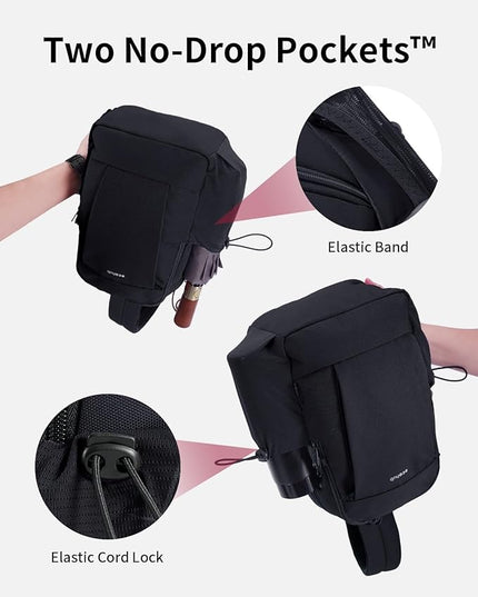 ECOHUB Anti-Theft Crossbody Bag Men Women, RFID Blocking Lightweight Sling Backpack Eco-Friendly with 9 Pockets Sturdy SBS Zippers Water Resistant for Travel Work Hiking Outdoor, Black