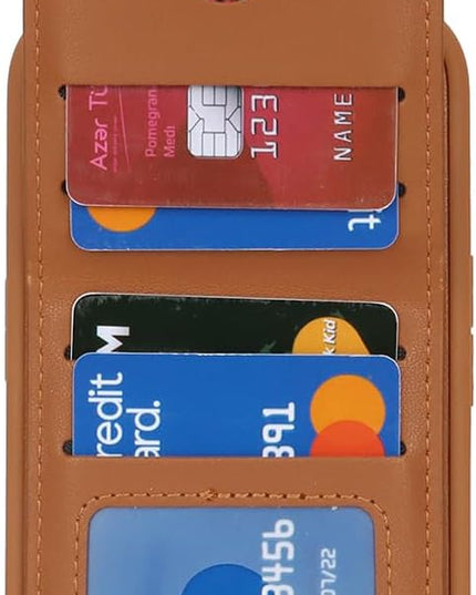 for iPhone 15 Wallet Case with Card Holder, for iPhone 15 Case Wallet with Strap Credit Card Slot, Crossbody Bag with Zipper Case for iPhone15 - Brown