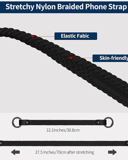 Stretchy Phone Lanyard Tether, 2 Pack Phone Leash Anti-theft Phone Strap for Anti-drop Outdoor Hiking Cycling Climbing Universal for Most Cell Phones, Black